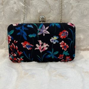 Talbots Indigo and Floral Print Clutch